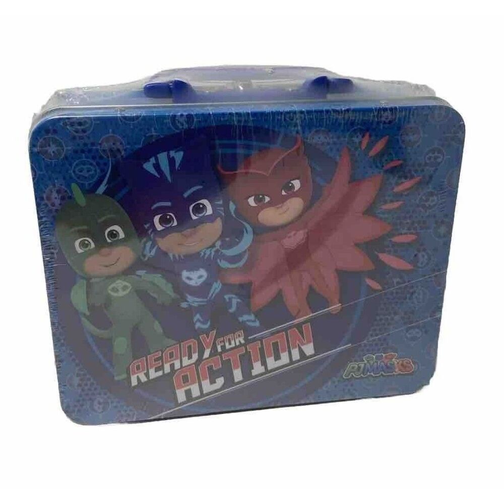 PJ Masks Ready for Action Tin Activity Set Lunch Box Sealed Markers Stickers